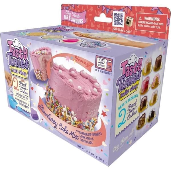 Matlagningskit - GOLIATH - Tasty Tinies Strawberry Cake - Jordgubbstårta med vaniljglasyr och dekorationer från 6 år