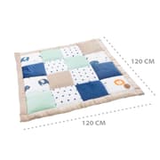 Baby kravlemåtte Velvet legemåtte 120x120 cm - PATCHWORK kravlegård indsats bomuld med fløjl og vaffel pique regnbue
