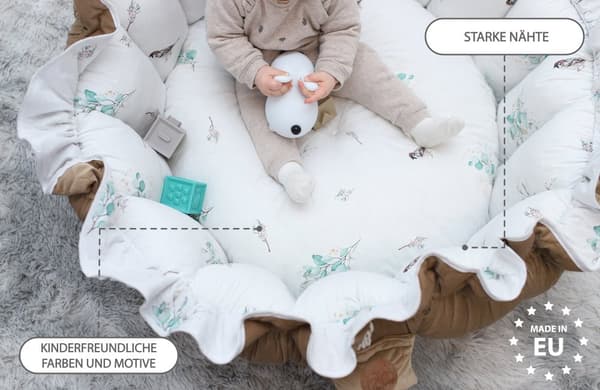 Ryömispeitto isolle vauvalle Ryömintämatto sametista 130 cm - vauvanpesäksi leikkikehä kuiva allas leikkipeitto xxl pehmustettu kiristysnyörillä varpu
