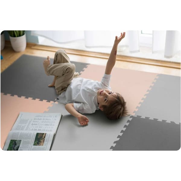 Legemåtte baby - Puslemåtte i skum - 180x180cm - grå-fersken