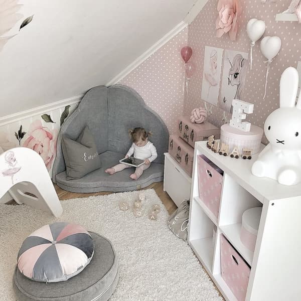 MeowBaby® Molnformad babymatta 160x160cm, Sammet.