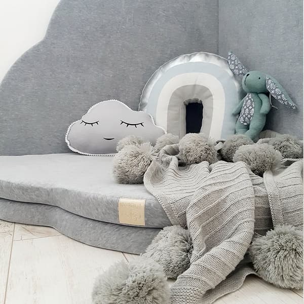 MeowBaby® Molnformad babymatta 160x160cm, Sammet.