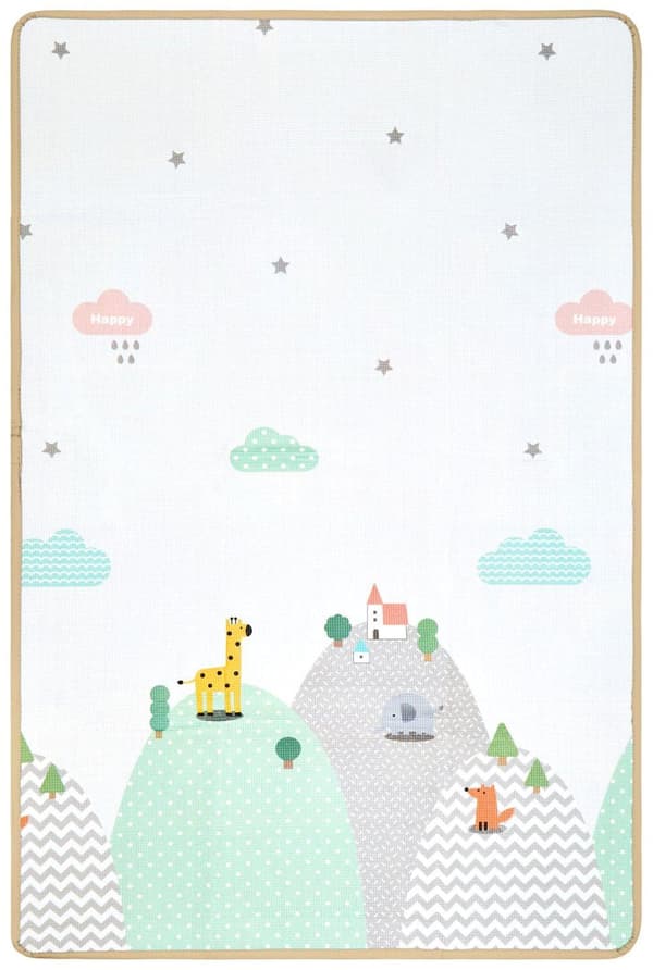 Mamabrum Babymatta, krypmatta, 120 x 180 x 0,5 cm, giftfri golvmatta, skummatta, vattentät, halkskydd, babymatta, skog och stad