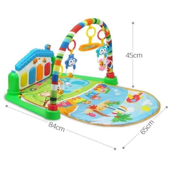 3 i 1 multifunktionell fitnessram Babypianomusiklekmatta -rosa