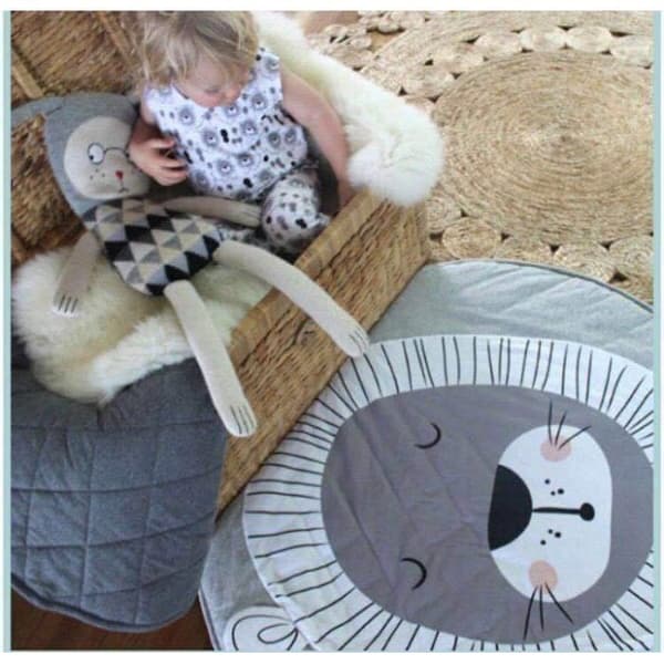 Babykrypmatta Lekmatta Barnkrypmatta Rund - Diameter 90CM - Tiger