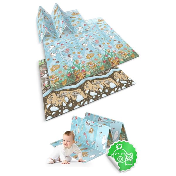 Sammenfoldelig pædagogisk skummåtte 200 x 180 x 1 cm Nukido NK-340 hav-jord
