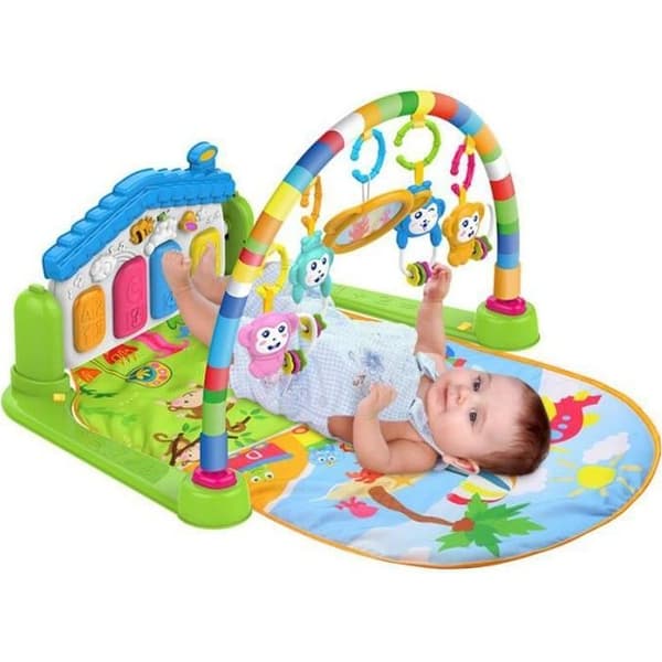 3 i 1 multifunktionell Fitness Frame Baby Piano Musik Spelmatta -Grön