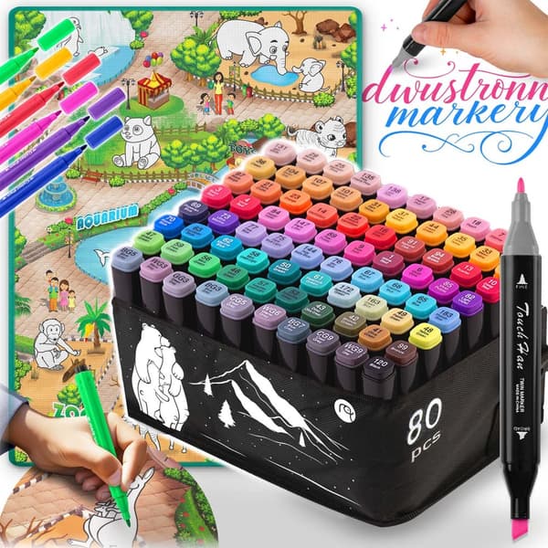 Målarmatta 90 x 120 cm + spritmarker 80 st Ricokids