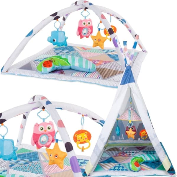 Utbildningsmatta för Spädbarn Tipi Tält 2-i-1 Djur Sun Baby