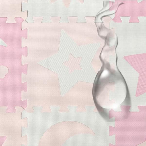 MoMi NEBE Aktivitetsmatta – 3D EVA skumpussel för barn – 90x90cm – Rosa