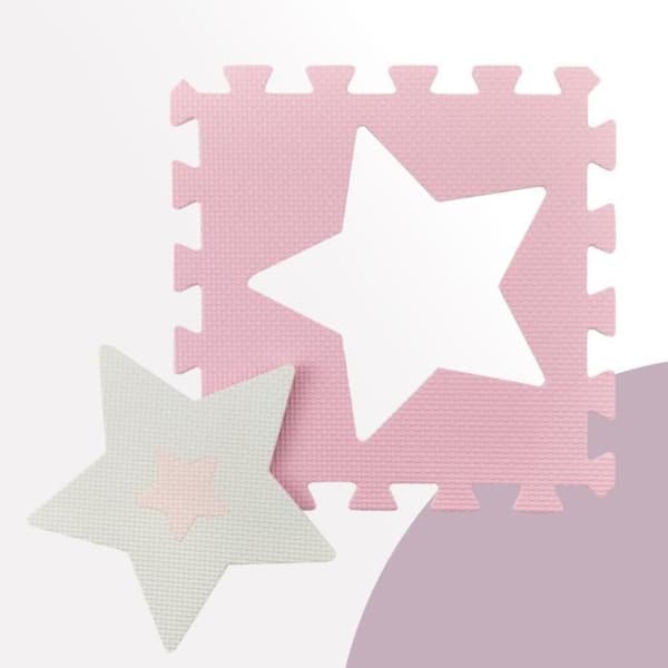 MoMi NEBE Aktivitetsmatta – 3D EVA skumpussel för barn – 90x90cm – Rosa