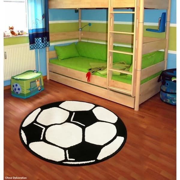 Matta för barn och unga PP Fussball, rund, vit, 100x100