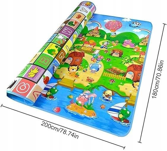 SKUMMÅTTE TIL BØRN TYK 5 mm DOBBELTSIDIGT FOLDBAR 200X180 CM