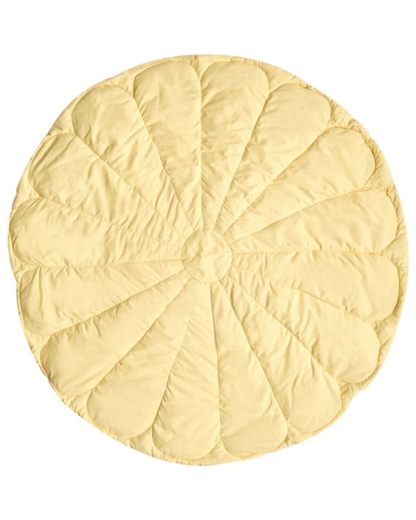 Legetæppe til børn Gult bomuldsbetræk Blomsterformet quiltet 110 x 110 cm Børnehave Børneværelse Tilbehør