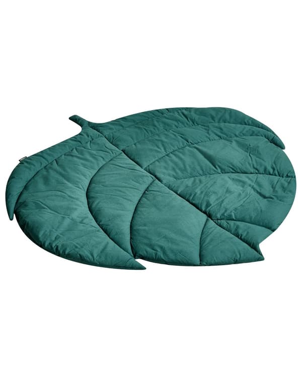 Aktivitetstæppe Grøn Bomuld 110 x 110 cm Legetæppe til Baby Quiltet Legemåtte Blad Form Tumletæppe Aktivitetmåtte Hygge