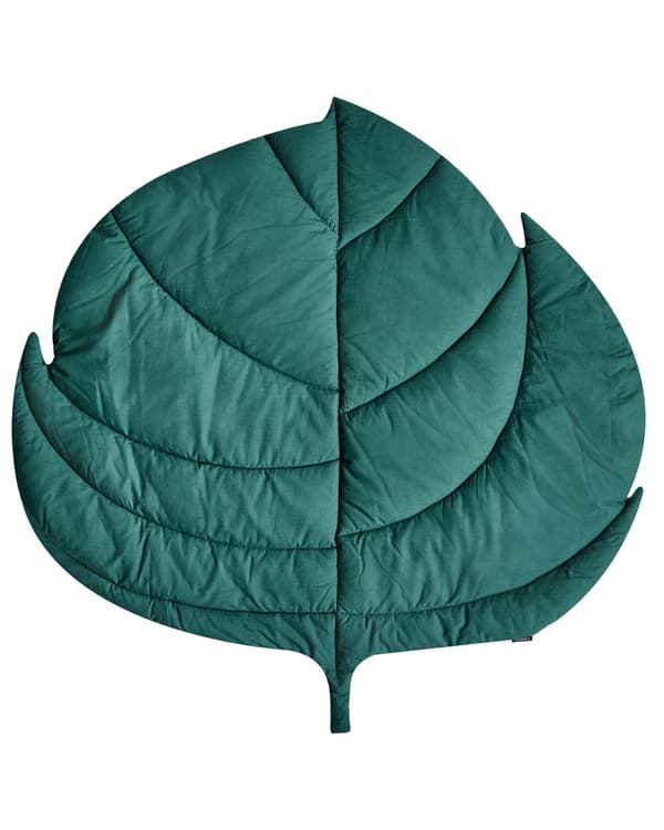 Aktivitetstæppe Grøn Bomuld 110 x 110 cm Legetæppe til Baby Quiltet Legemåtte Blad Form Tumletæppe Aktivitetmåtte Hygge