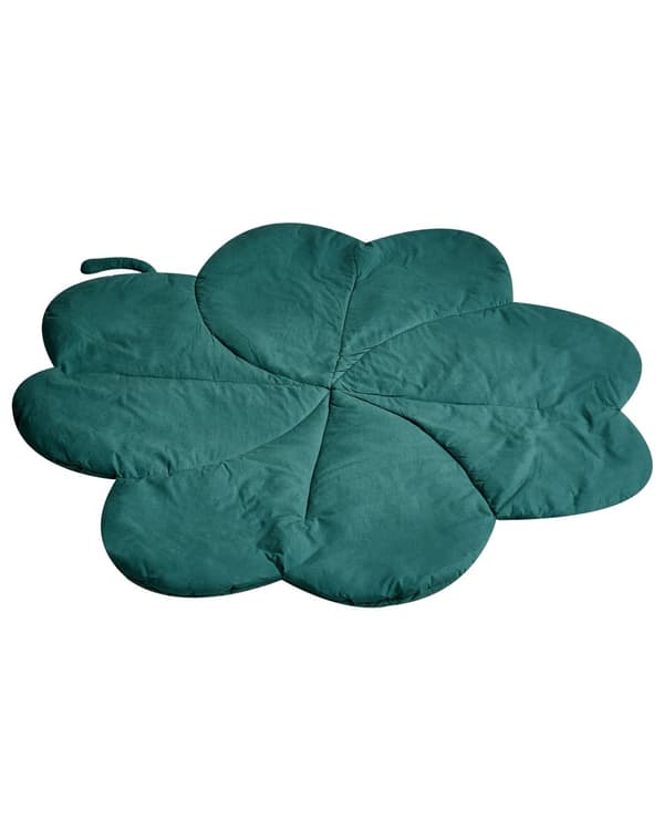 Aktivitetstæppe Grøn Bomuld 110 x 110 cm Legetæppe til Baby Quiltet Legemåtte Firekløver Form Tumletæppe Aktivitetmåtte Hygge