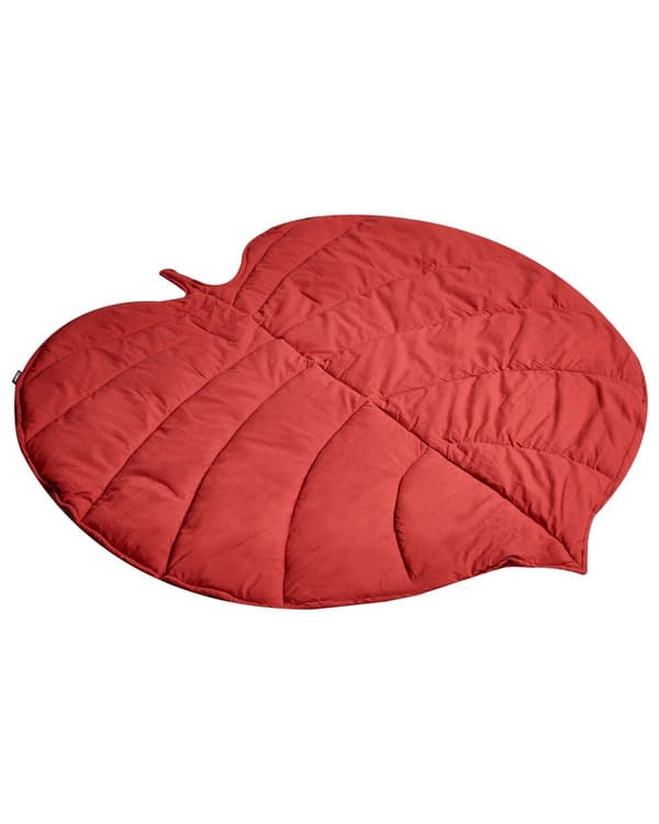 Aktivitetstæppe Rød Bomuld 110 x 110 cm Legetæppe til Baby Quiltet Legemåtte Blad Form Tumletæppe Aktivitetmåtte Hygge