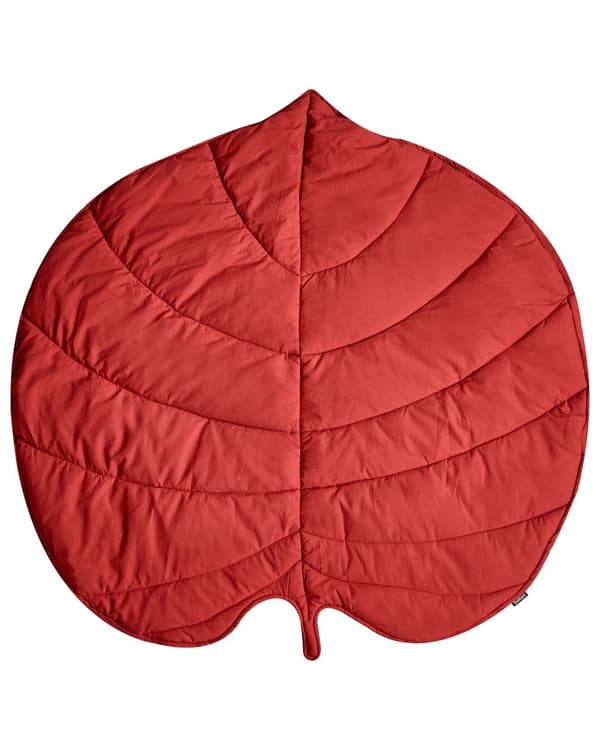 Aktivitetstæppe Rød Bomuld 110 x 110 cm Legetæppe til Baby Quiltet Legemåtte Blad Form Tumletæppe Aktivitetmåtte Hygge