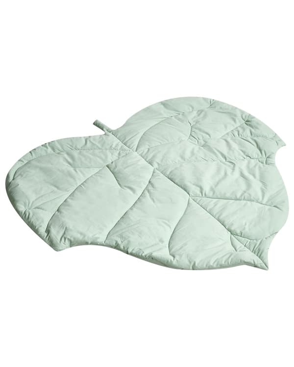 Aktivitetstæppe Grøn Bomuld 110 x 110 cm Legetæppe til Baby Quiltet Legemåtte Blad Form Tumletæppe Aktivitetmåtte Hygge