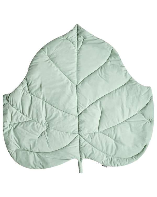 Aktivitetstæppe Grøn Bomuld 110 x 110 cm Legetæppe til Baby Quiltet Legemåtte Blad Form Tumletæppe Aktivitetmåtte Hygge