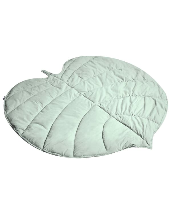 Aktivitetstæppe Lysegrøn Bomuld 110 x 110 cm Legetæppe til Baby Quiltet Legemåtte Blad Form Tumletæppe Aktivitetmåtte Hygge