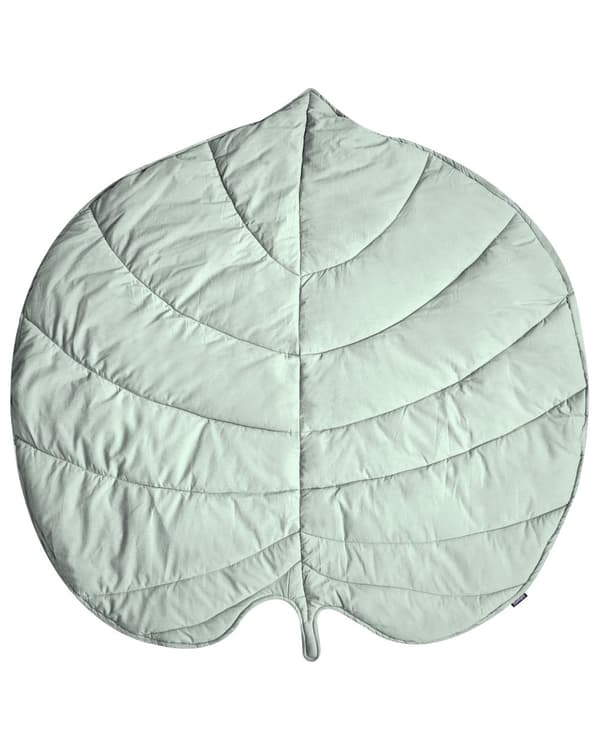 Aktivitetstæppe Lysegrøn Bomuld 110 x 110 cm Legetæppe til Baby Quiltet Legemåtte Blad Form Tumletæppe Aktivitetmåtte Hygge