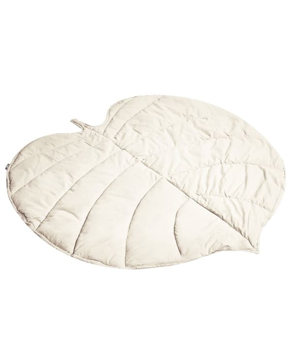 Aktivitetstæppe Off White Bomuld 110 x 110 cm Legetæppe til Baby Quiltet Legemåtte Blad Form Tumletæppe Aktivitetmåtte Hygge