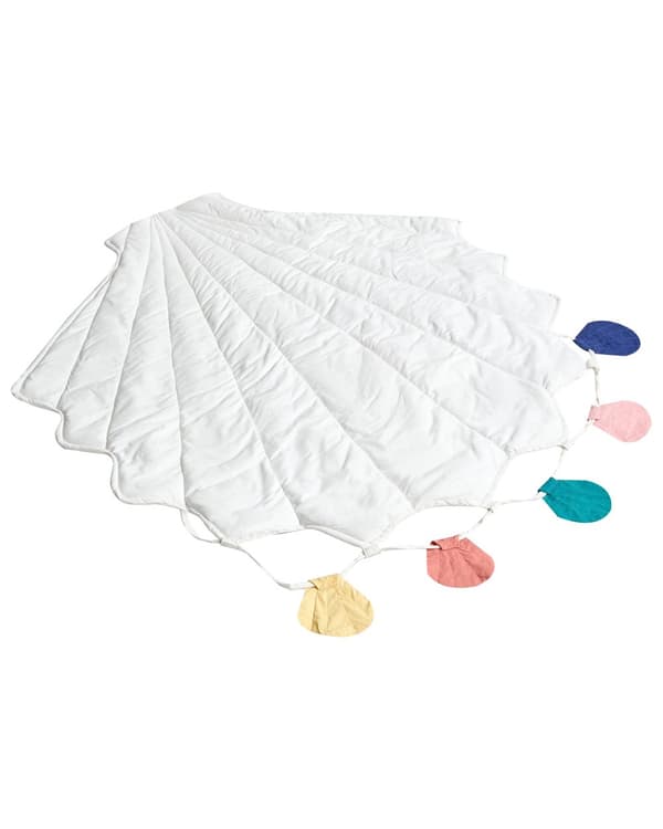 Lekematte i Hvit Bomull med Skallformet Quiltet 110 x 110 cm Barneromstilbehør for Barn