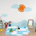 Miniatyrbild 2 av 4: Relaxdays Puzzle golvmatta med kant, 120x120 EVA skumkakel, babyutveckling, fri från föroreningar, 24 delar, blå-vit