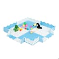 Miniatyrbild 1 av 4: Relaxdays Puzzle golvmatta med kant, 120x120 EVA skumkakel, babyutveckling, fri från föroreningar, 24 delar, blå-vit