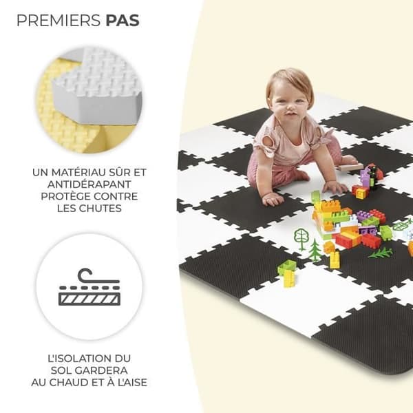 Kinderkraft LUNO 1st age skummatta - Baby awakening pussel - Gul