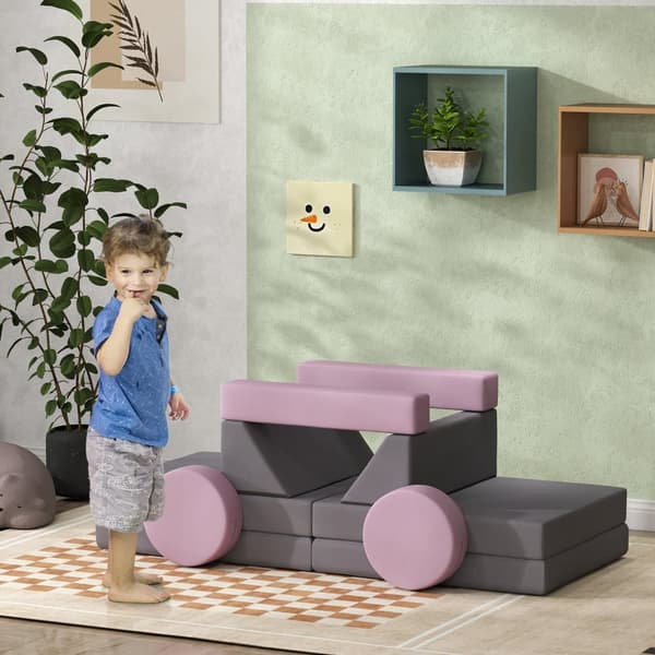 Barnsoffa, 150x69x49 cm, Grå/Rosa