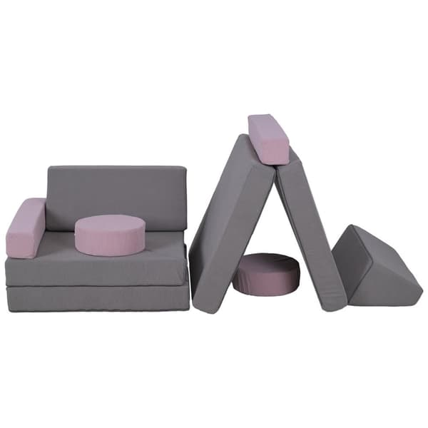 Barnsoffa, 150x69x49 cm, Grå/Rosa