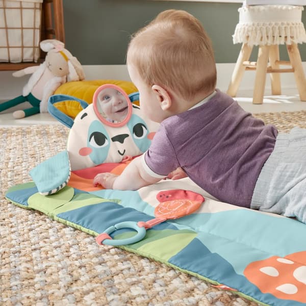 Fisher-Price Planet Friends Roly-Poly Panda Babyaktivitetslegemåtte med 2 legetøj