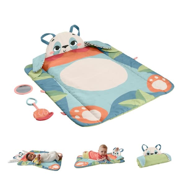Fisher-Price Planet Friends Roly-Poly Panda Babyaktivitetslegemåtte med 2 legetøj