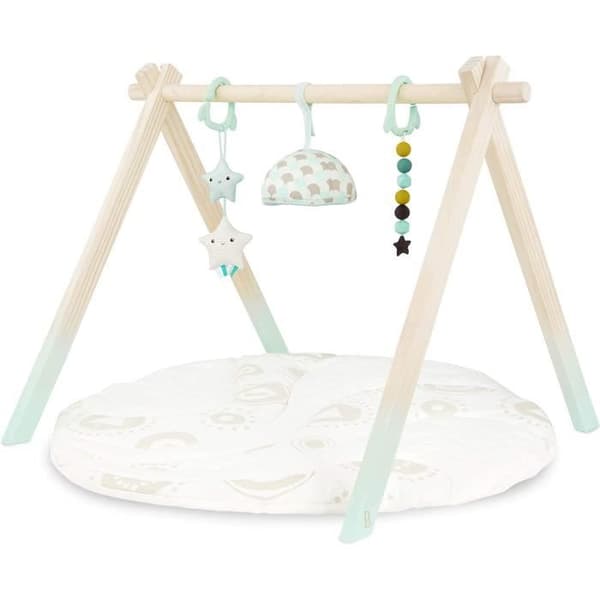 B. toys by Battat Development and Play Starry Sky 3 Sensory Toys Ekologisk bomullsmatta Trälekset