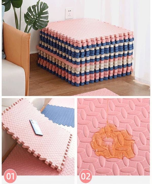 OBOSOE lekmatta baby 16 delar – pusselmatta & krypmatta för golvskydd 30x30 cm
