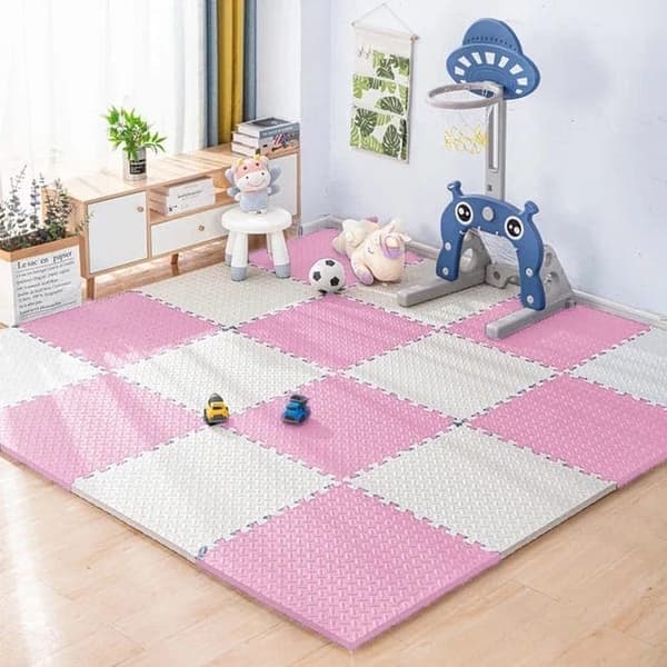 OBOSOE lekmatta baby 16 delar – pusselmatta & krypmatta för golvskydd 30x30 cm