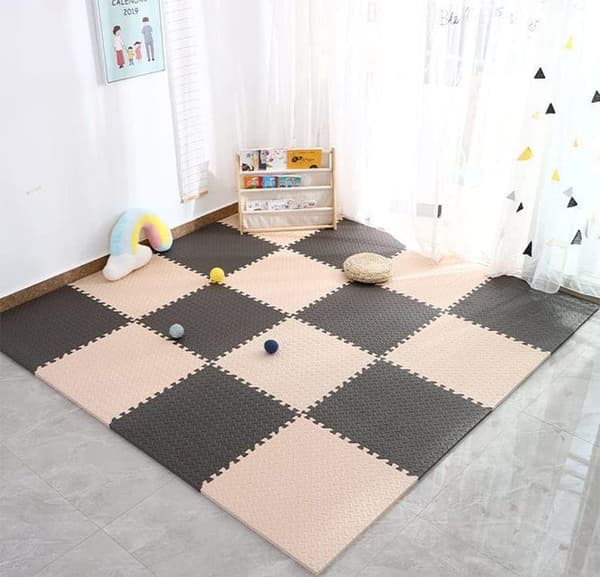 OBOSOE lekmatta baby 16 delar – pusselmatta & krypmatta för golvskydd 30x30 cm