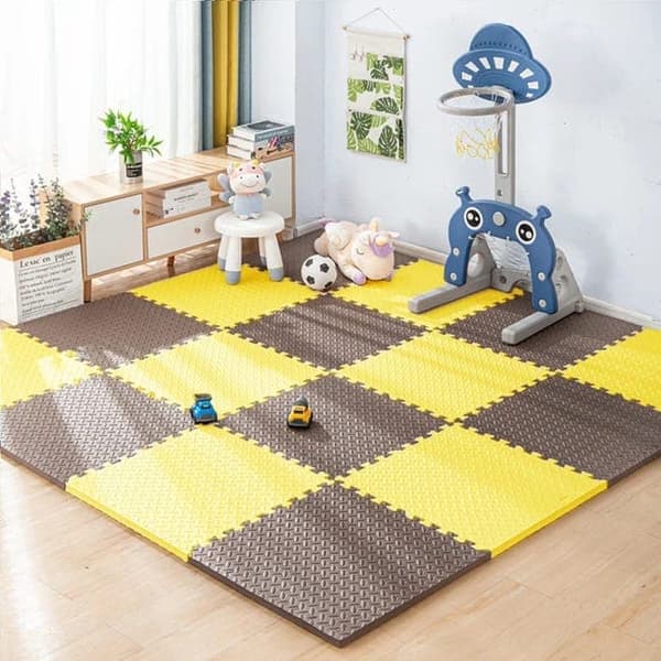 OBOSOE lekmatta baby 16 delar – pusselmatta & krypmatta för golvskydd 30x30 cm
