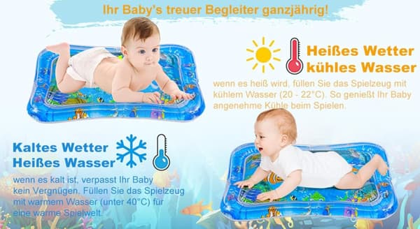 Lollanda Baby Vandmåtte, Oppustelig Vandmåtte til Babyer, Legemåtte til Babyer, Baby Vandmåtte – Oppustelig, Kan fyldes med vand