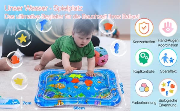Lollanda Baby Vandmåtte, Oppustelig Vandmåtte til Babyer, Legemåtte til Babyer, Baby Vandmåtte – Oppustelig, Kan fyldes med vand