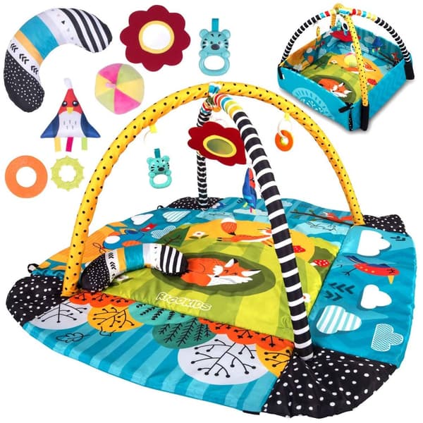 Babygym extra stort med djur - 110x100x53 cm - Brokiga färger