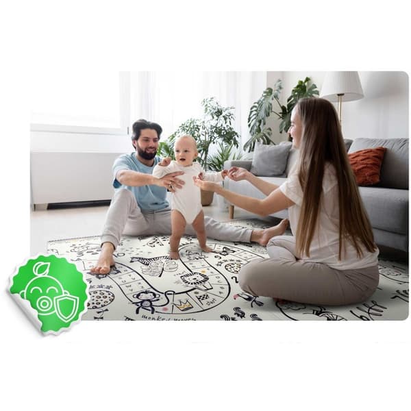 Viking Choice Dobbeltsidet Baby Legetæppe - Sikker, Stilfuld & Foldbar for Unge Forældre