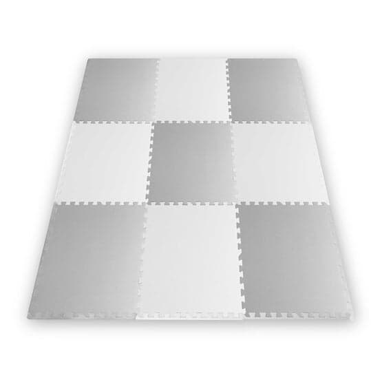 Babylekmatta - Pusselmatta - Vit-Grå - 60 X 60 Cm - 9 St Delar