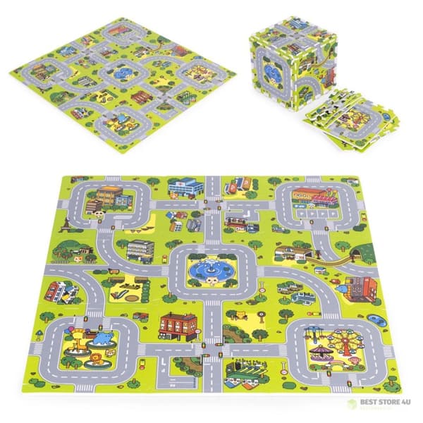 Stor EVA-skummatta för barn City 90,5x90,5 cm 21 st ECOTOYS
