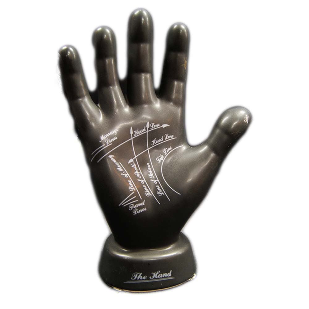Hand tecken linjer sparbössa staty svart palmistry