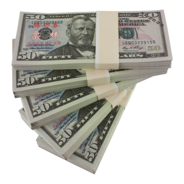Legetøjspenge - 50 Amerikanske dollar (100 sedler)