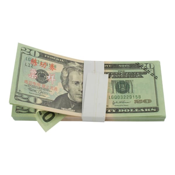 Legetøjspenge - 20 amerikanske dollar (100 sedler)